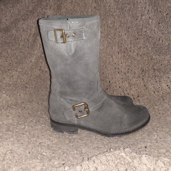 CL FACTORY-Italy-Gray Oiled Leather Engineer Boots-Sz 37-Excellent - Picture 5 of 8